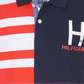 Camisa polo infantil Tommy Hilfiger Evan com listras coloridas e logotipo piquê, tamanho 5, azul