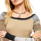 Camiseta térmica feminina Free People Side, verde, tamanho pequeno