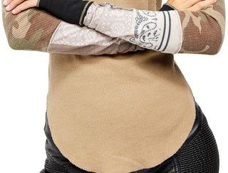 Camiseta térmica feminina Free People Side, verde, tamanho pequeno