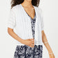 Cardigan feminino Charter Club Pointelle com frente aberta, branco, tamanho PL