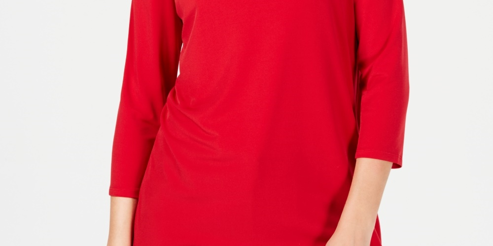 JM Collection Top feminino pequeno com decote em V e ombros descobertos, tamanho pequeno extragrande, vermelho