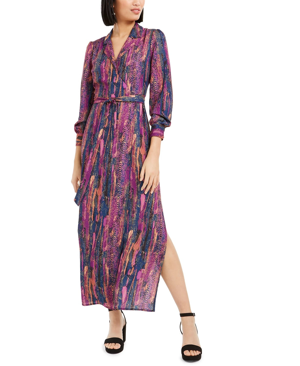 Vestido longo envolvente com estampa de cobra Bar III feminino, rosa, tamanho médio