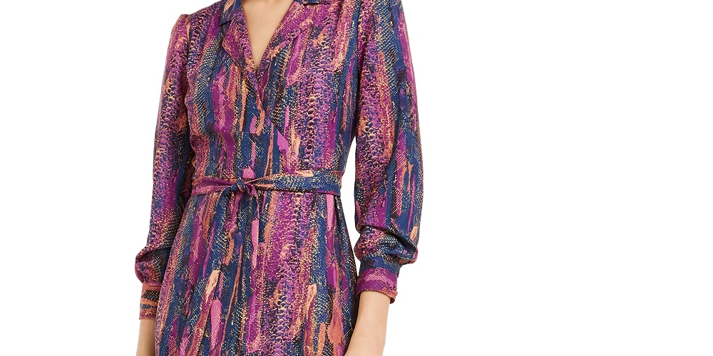 Vestido longo envolvente com estampa de cobra Bar III feminino, rosa, tamanho médio