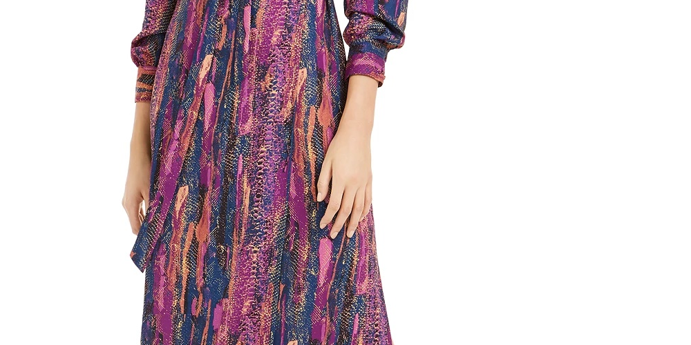 Vestido longo envolvente com estampa de cobra Bar III feminino, rosa, tamanho médio
