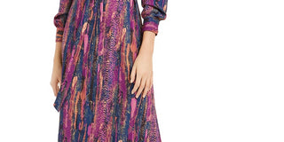 Vestido longo envolvente com estampa de cobra Bar III feminino, rosa, tamanho médio