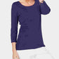 Karen Scott Blusa feminina de algodão com manga 3/4, roxa, tamanho XX-G
