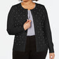 Cardigan feminino plus size com tachinhas de pérolas falsas Charter Club, preto, tamanho 0X