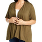 Cardigan feminino plus size manga curta verde, tamanho 1X, coleção NY