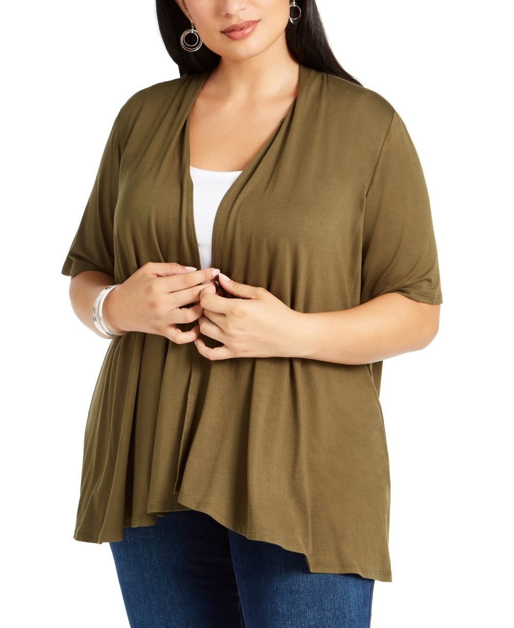 Cardigan feminino plus size manga curta verde, tamanho 1X, coleção NY