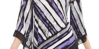 Blusa feminina Alfani com estampa e bainha pontuda, roxa, tamanho pequeno