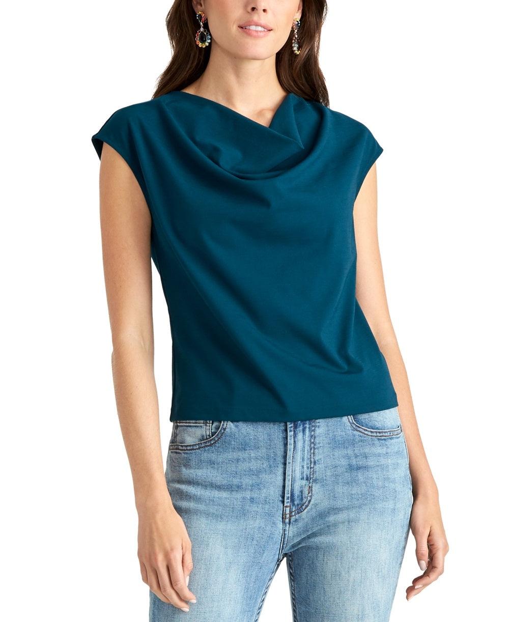 Blusa feminina Rachel Roy com manga curta, azul, tamanho pequeno