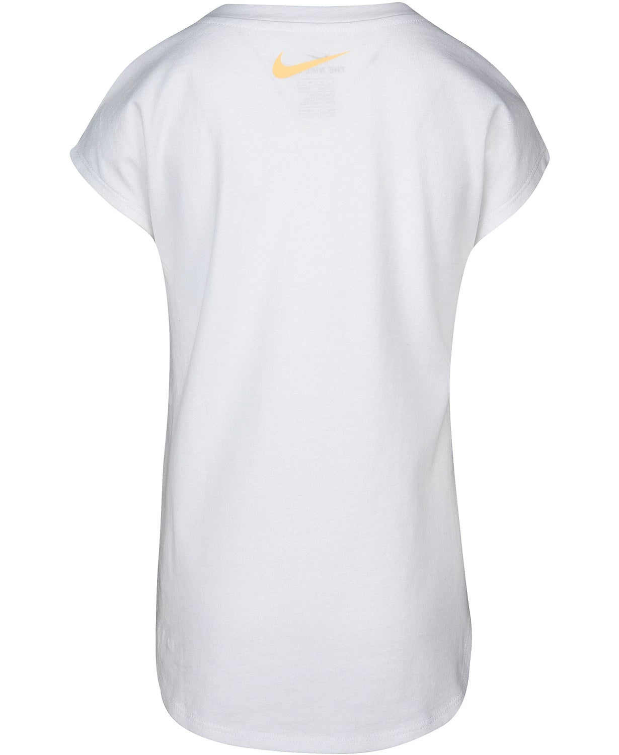 Camiseta Nike Little Girl's Show Up &amp; Show Off com o logotipo, branca, tamanho 5