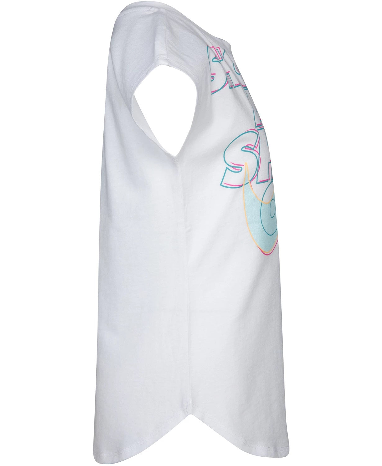 Camiseta Nike Little Girl's Show Up &amp; Show Off com o logotipo, branca, tamanho 5
