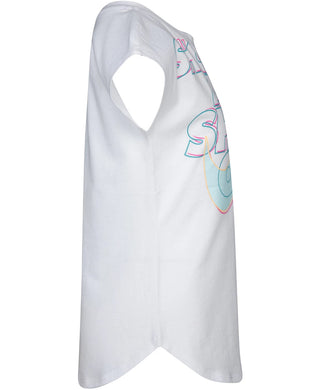 Camiseta Nike Little Girl's Show Up &amp; Show Off com o logotipo, branca, tamanho 5