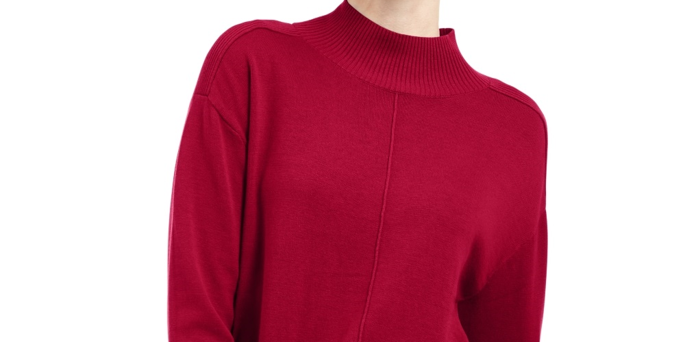 Karen Scott Suéter Feminino de Algodão com Detalhe de Costura e Gola Moletom Vermelho Brilhante Tamanho P