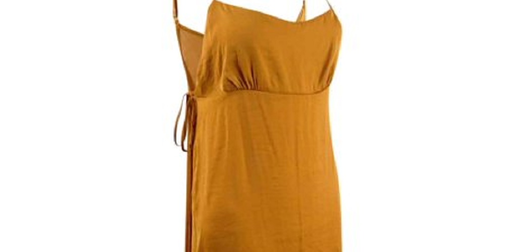 Free People Smooth Sailin' Mini Slip Feminino Dourado Tamanho Médio