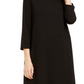 Vestido feminino Eileen Fisher com decote redondo e manga curta, tamanho P, preto, regular