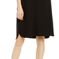 Vestido feminino Eileen Fisher com decote redondo e manga curta, tamanho P, preto, regular