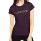 Camiseta Calvin Klein Feminina com Logo Cravejado Roxa Tamanho XG