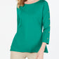 Charter Club Supima Cotton Embellished Top Feminino Verde Tamanho Médio