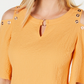 Blusa feminina com textura amassada e ombros descobertos, amarela, tamanho extrapequeno, da coleção JM