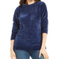 Karen Scott Suéter Feminino Petite Gola Envelope Chenille Azul Tamanho Petit
