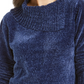 Karen Scott Suéter Feminino Petite Gola Envelope Chenille Azul Tamanho Petit