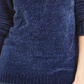 Karen Scott Suéter Feminino Petite Gola Envelope Chenille Azul Tamanho Petit