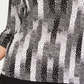 JM Collection Top Feminino Manga 3/4 Estampado Jacquard Preto Tamanho P