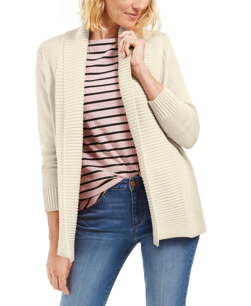 Suéter feminino Charter Club com gola xale e pontos mistos, bege, tamanho pequeno, extragrande