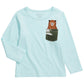 Camiseta infantil de algodão com bolso de urso de pelúcia First Impressions, tamanho 2T, azul