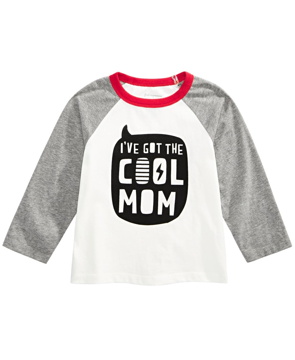 Camiseta de algodão estampada para meninos First Impressions Cool Mom, tamanho 4T, branca