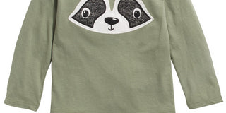 Camiseta de algodão com estampa de guaxinim First Impressions para meninos, verde, tamanho 2T REG