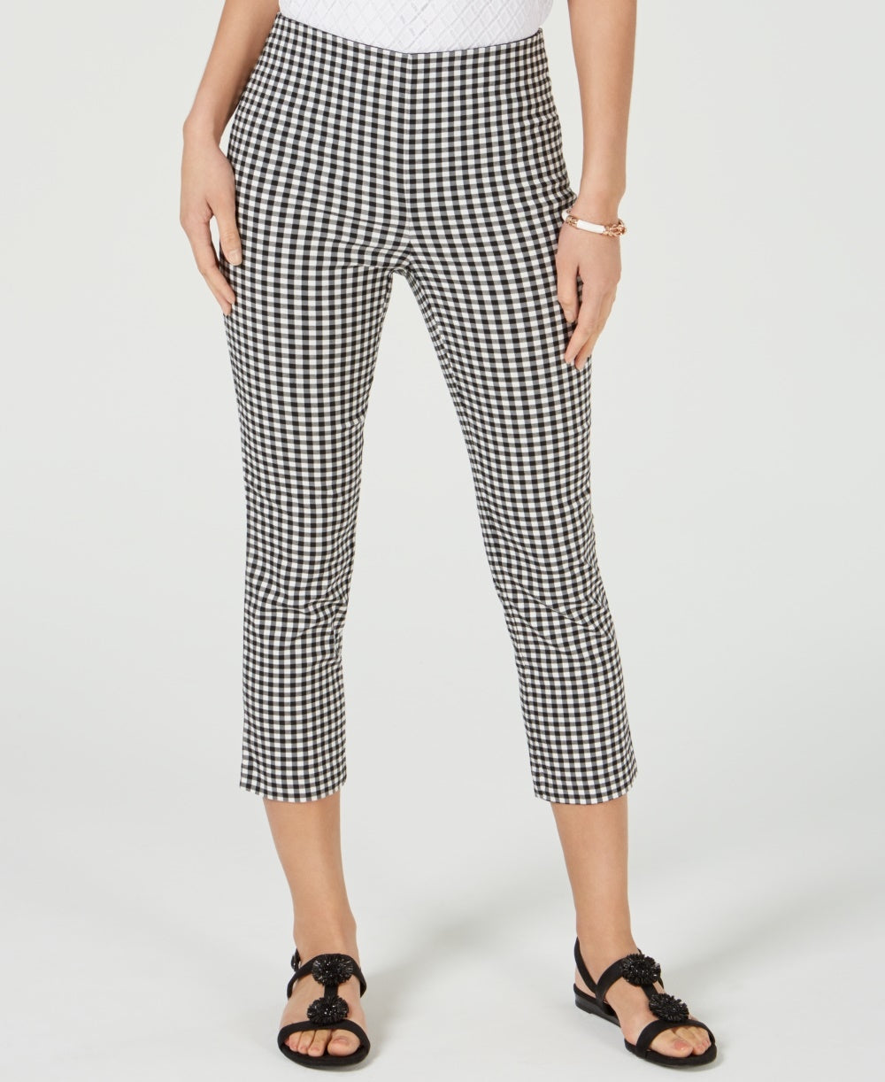 Calça Capri Feminina Charter Club com Estampa Vichy Preta Tamanho QUADRADO 18