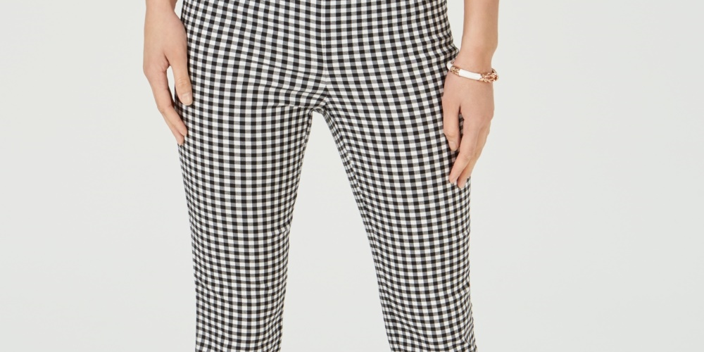 Calça Capri Feminina Charter Club com Estampa Vichy Preta Tamanho QUADRADO 18