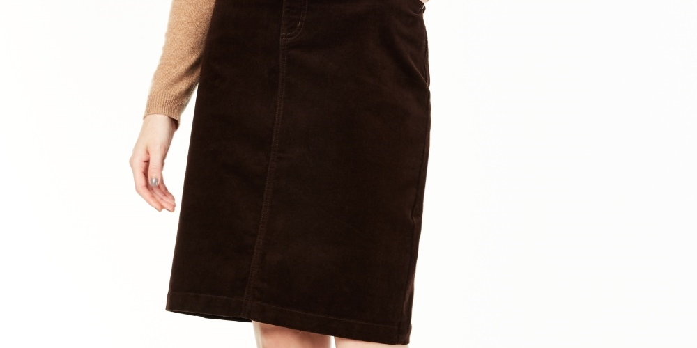 Saia de veludo cotelê com controle de barriga Charter Club feminina, marrom, tamanho 4