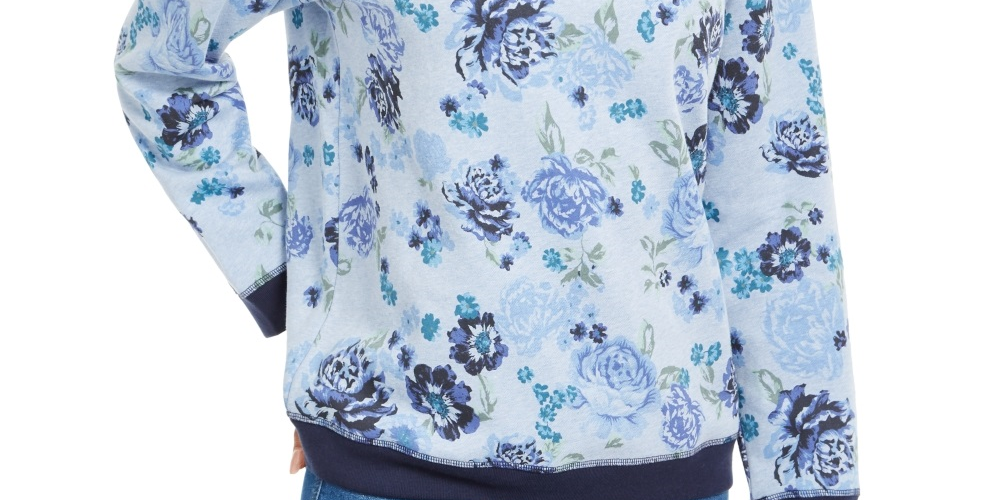 Moletom feminino Karen Scott Sport Key Garden Fleece Azul Tamanho XS