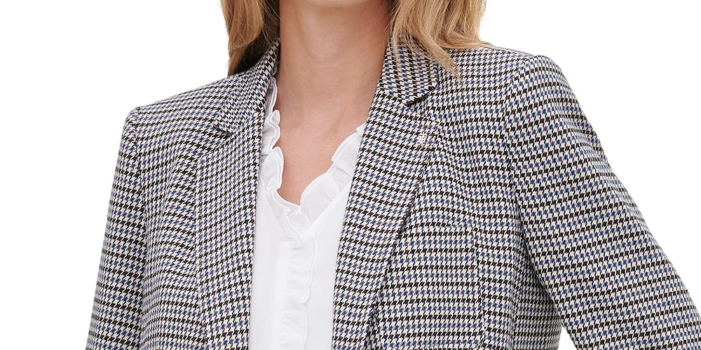 Tommy Hilfiger Blazer Pied-de-poule Feminino com Dois Botões Cinza Tamanho 0