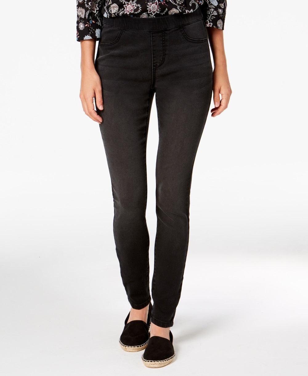 Calças jegging femininas Petite Pull On da Style &amp; Co, pretas, tamanho Petit Small