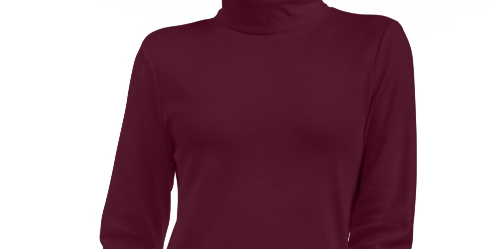 Karen Scott Blusa de gola alta feminina de algodão, vermelha, tamanho pequeno, extragrande