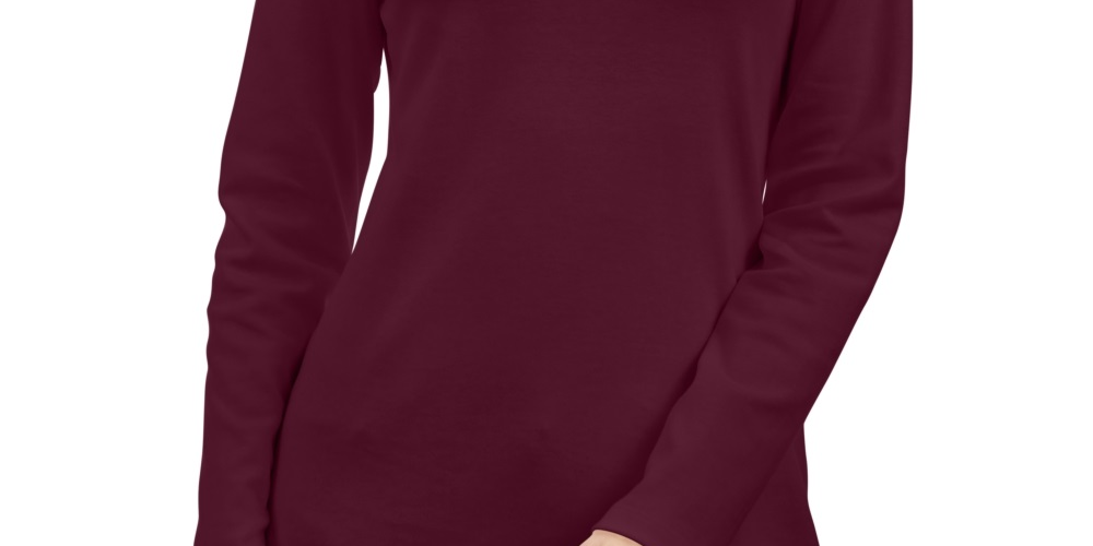 Karen Scott Blusa de gola alta feminina de algodão, vermelha, tamanho pequeno, extragrande