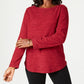 Karen Scott Moletom Feminino Petite Marled Tamanho Médio Vermelho PS