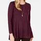 Suéter plissado alto e baixo feminino Style &amp; Co, vermelho, tamanho pequeno