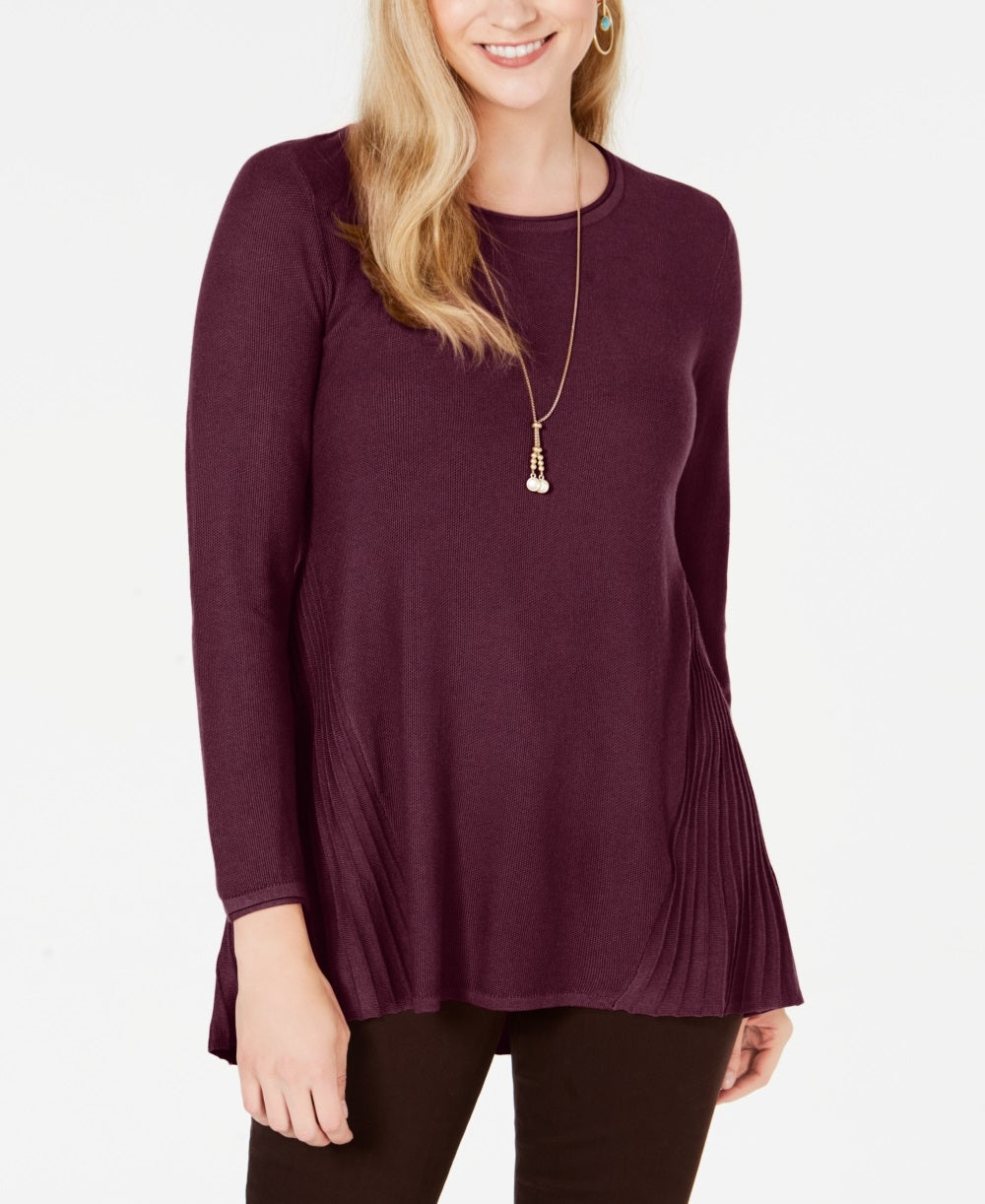 Suéter plissado alto e baixo feminino Style &amp; Co, vermelho, tamanho pequeno