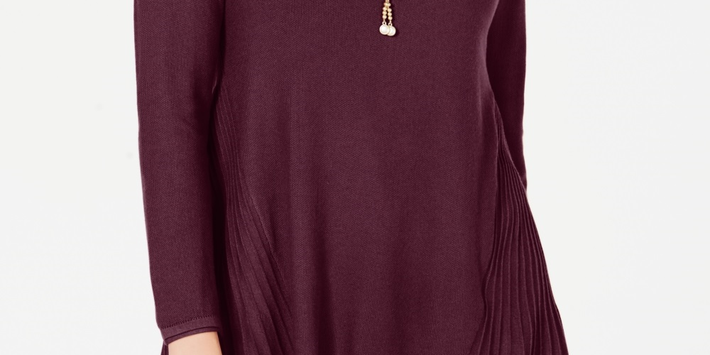 Suéter plissado alto e baixo feminino Style &amp; Co, vermelho, tamanho pequeno