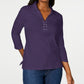 Camisa feminina Karen Scott de algodão com cadarço, roxa, tamanho X-S