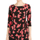 Blusa feminina Alfani com estampa floral e amarração lateral, preta, tamanho pequeno, extragrande
