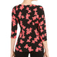 Blusa feminina Alfani com estampa floral e amarração lateral, preta, tamanho pequeno, extragrande