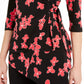 Blusa feminina Alfani com estampa floral e amarração lateral, preta, tamanho pequeno, extragrande