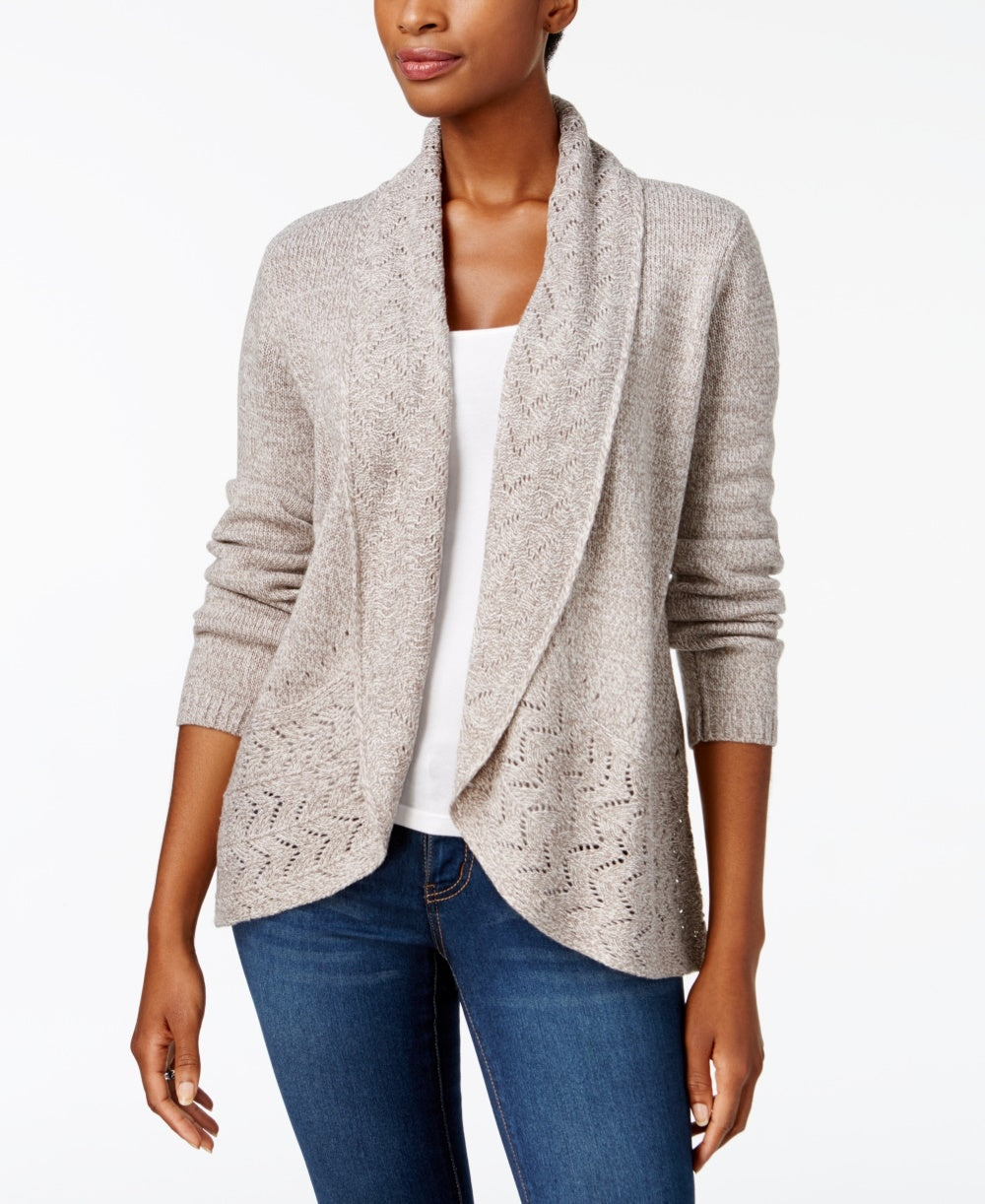 Karen Scott Cardigan Feminino Gola Xale Rustcopper Tamanho Médio